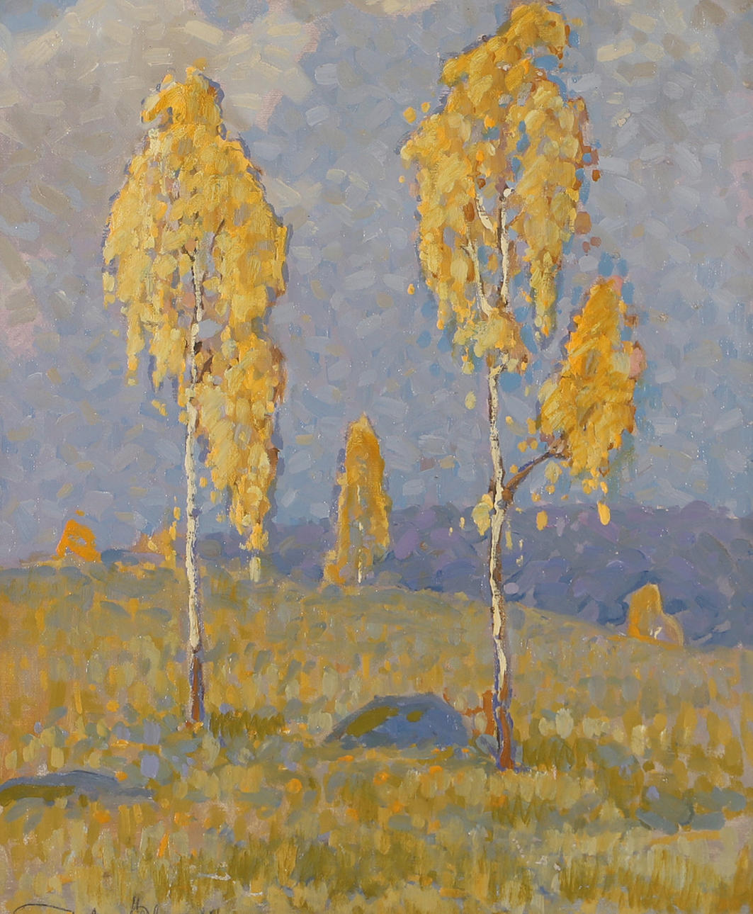 JOHN ÖHMAN. Landscape with trees, oil on Board, signed.