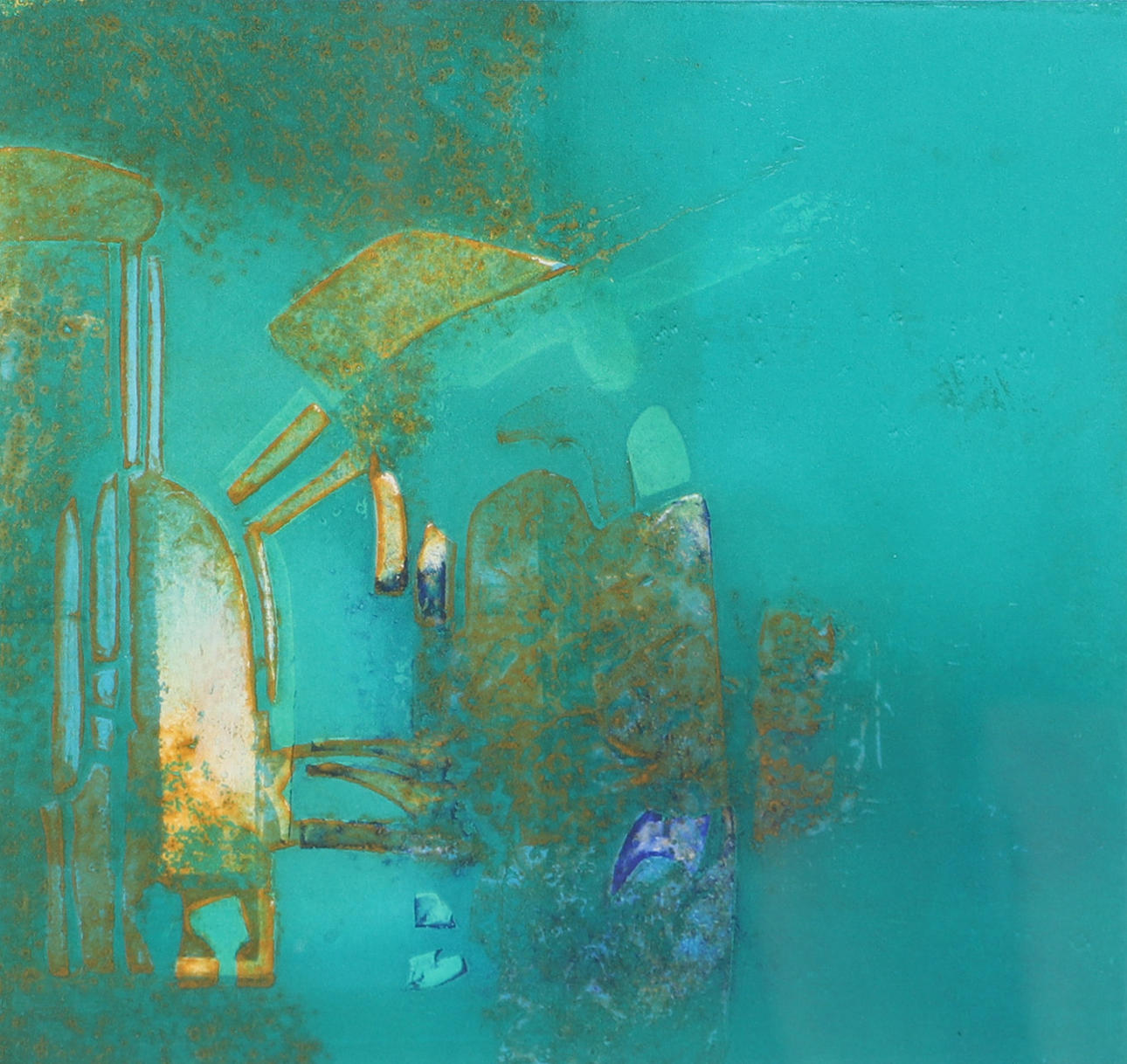 KERSTI RÅGFELT STRANDBERG. "Green rooms", collography, signed.