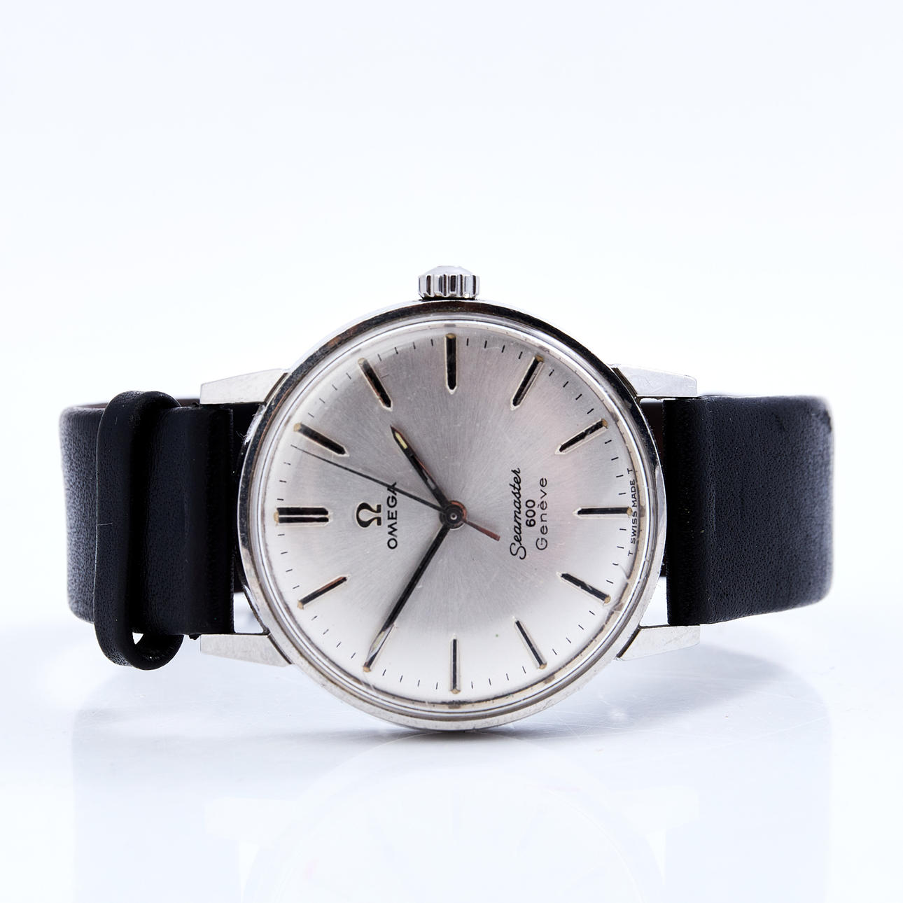 OMEGA, Seamaster 600 Geneve, manuel, stål, sort læderrem.