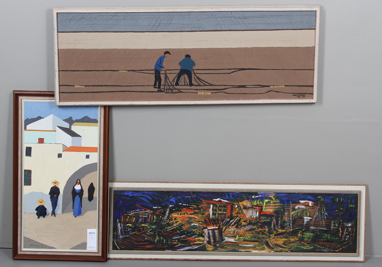 ERIC ANDREAS ROS. 3 st. Oil paintings on canvas, signed.