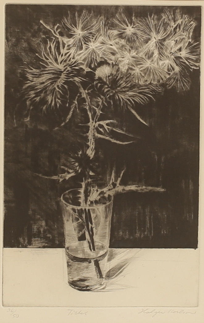 HOLGER KARLSSON. Etching, "Thistle", signed and numbered.
