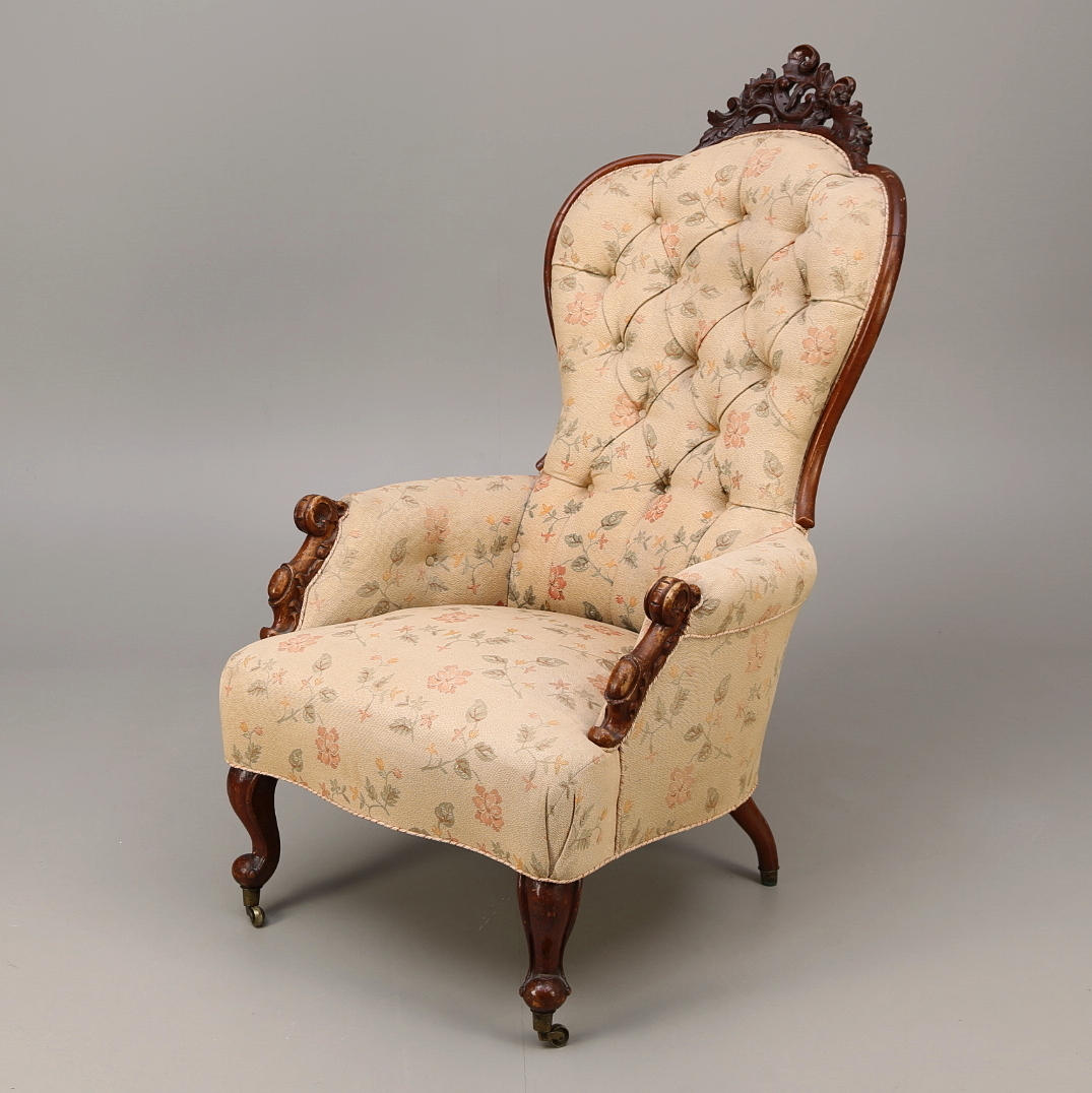 FÅTÖLJ, nyrokoko, 1800-talets senare del.