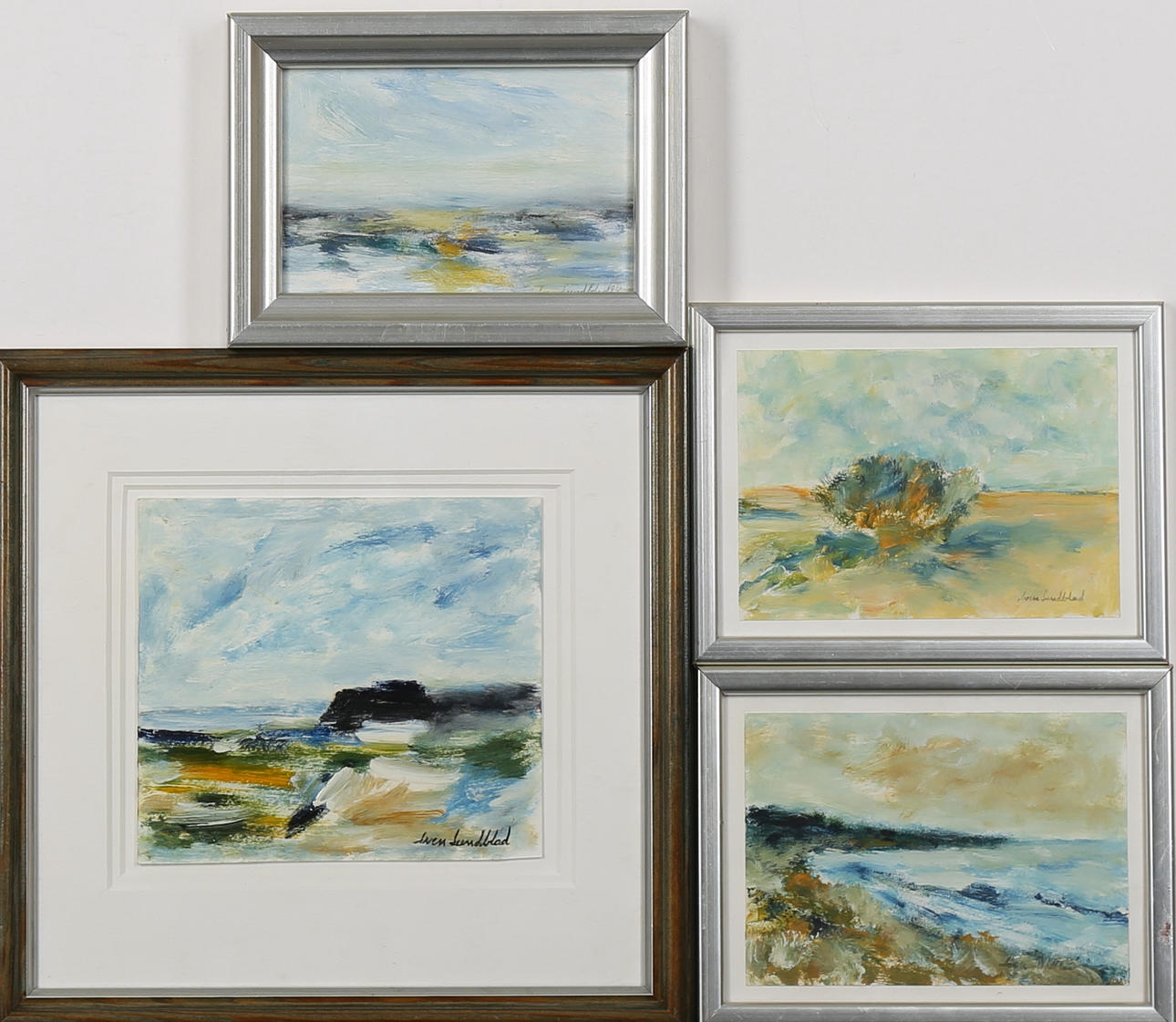 SVEN OLOF LUNDBLAD. Parti tavlor, 4 st, olja på pannå, signerade.