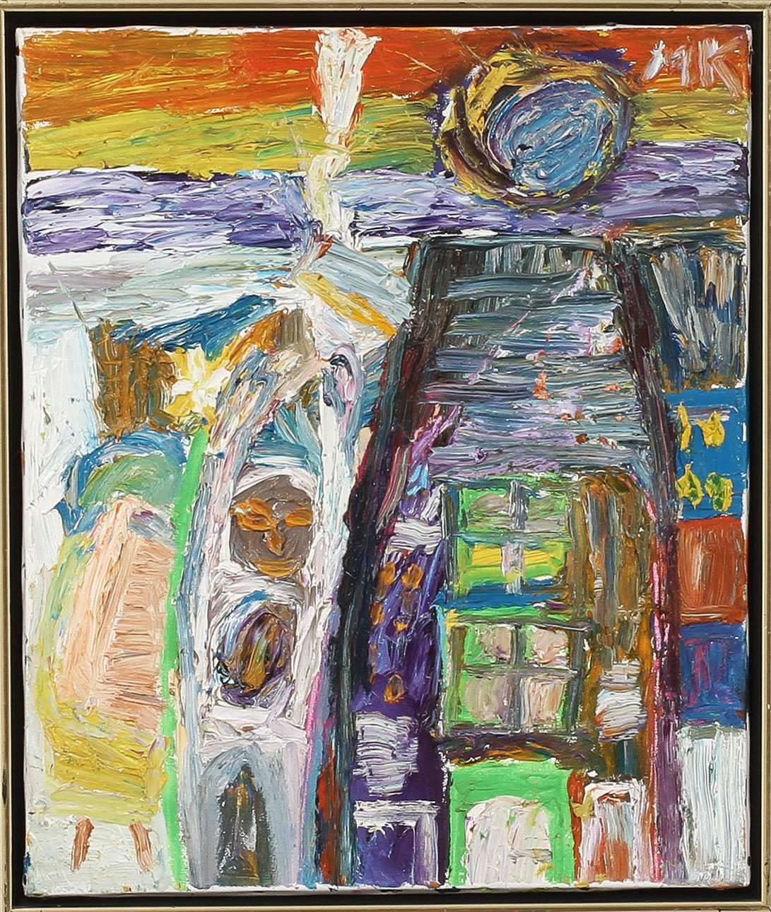 MAURITZ KARSTRÖM. "Guld cigarhuset", olja på duk, monogramsignerad MK.