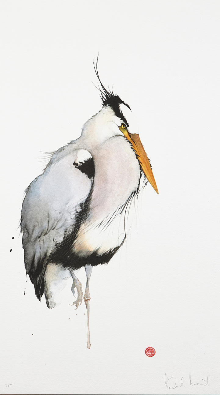 KARL MÅRTENS. Heron, proof, signed.