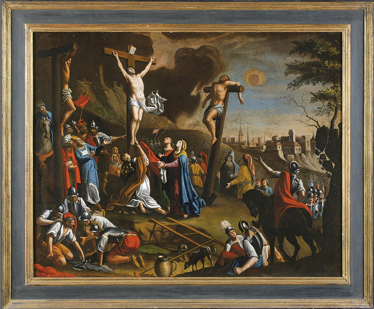 KÜNSTLER UNBEKANNT. Tysk målare, Kristi korsfästelse, 1. 1700-talets halva.