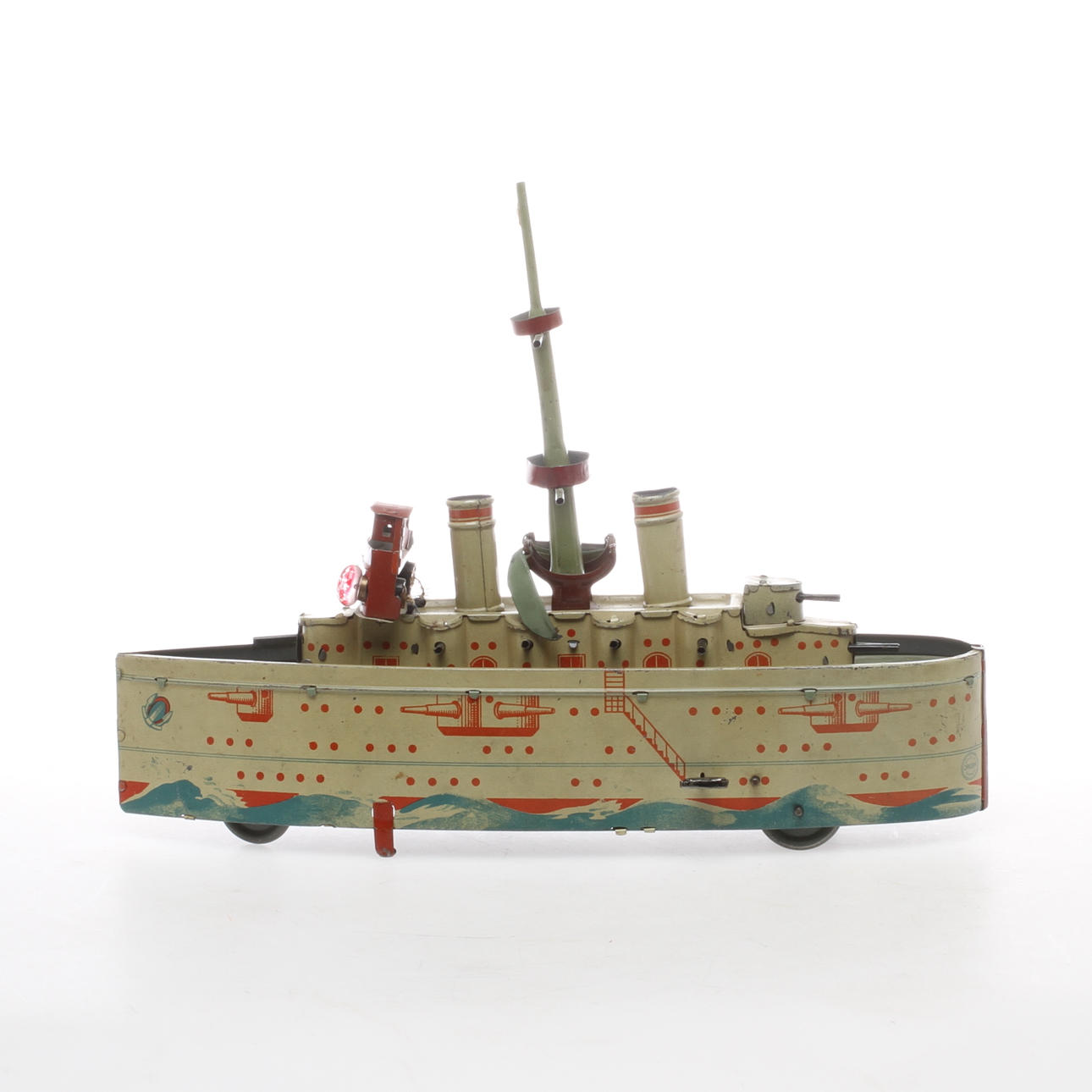 KRIGSFARTYG OROBR Germany, 1920 - 1930-tal. Plåt med fjäderuppdragning. Elektrifierad styr- och babordsbelysning.