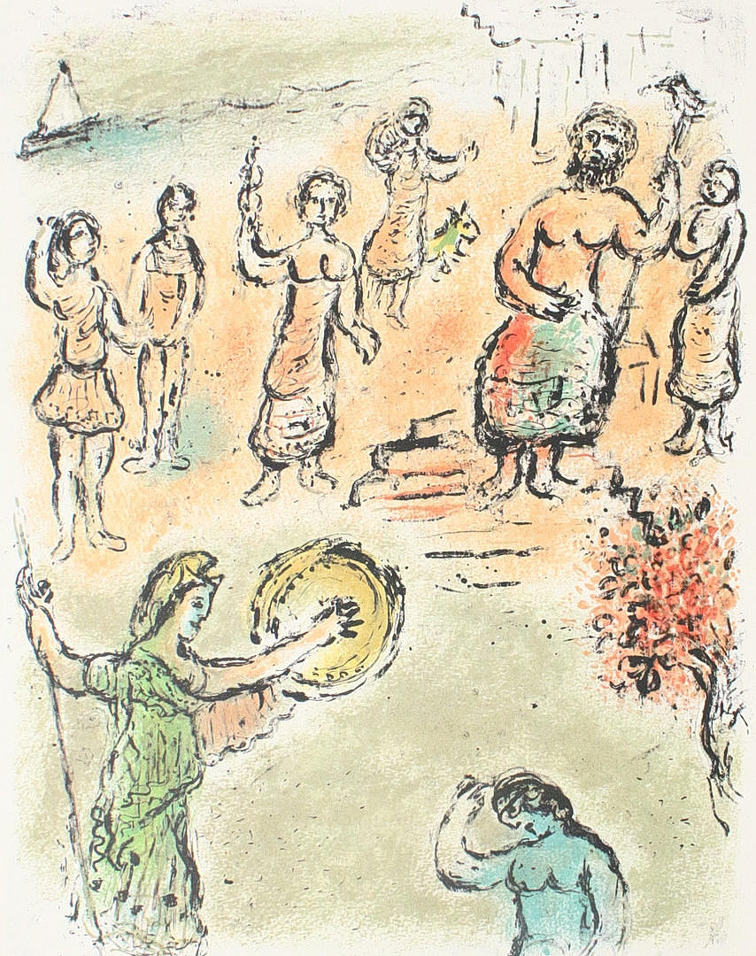 MARC CHAGALL. Efter. 'Gudarnas församling ', tryck.