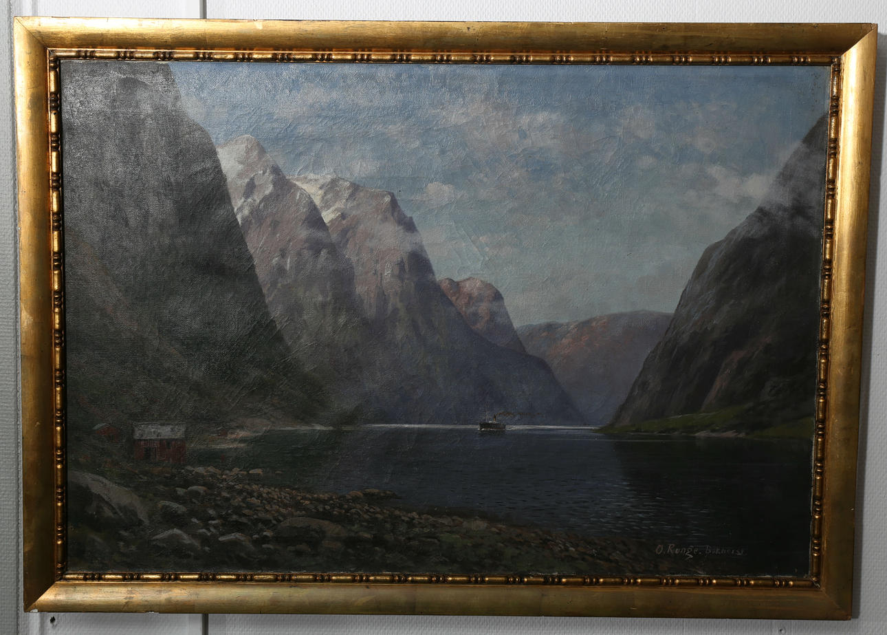 OIDENTIFIERAD KONSTNÄR. Olja på duk, Fjordlandskap, signerad O Runge Bokhorst, 1800-tal.