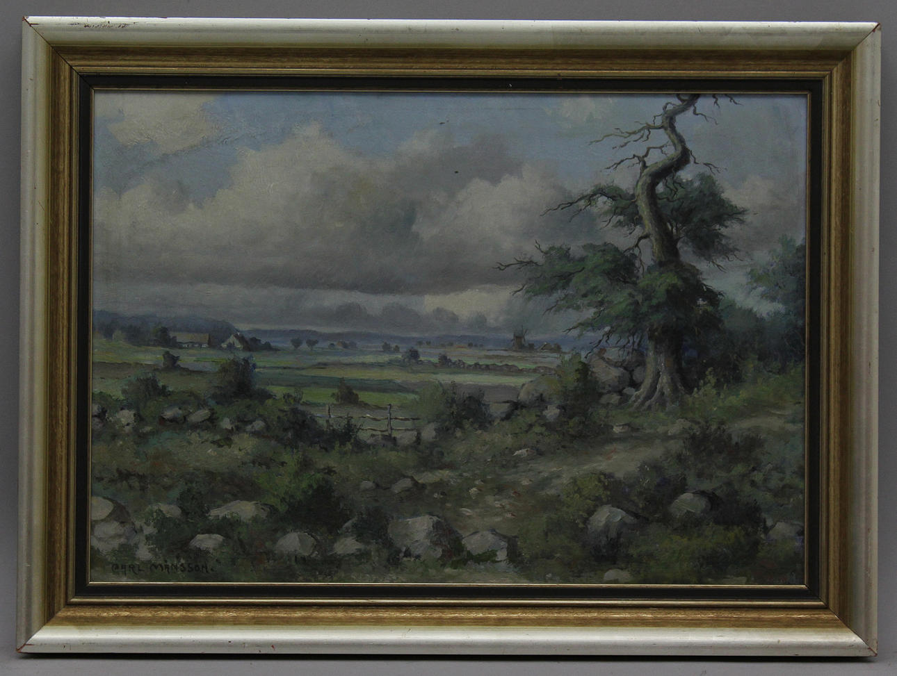 CARL MÅNSSON. Landskap. Olja på pannå. Signerad.