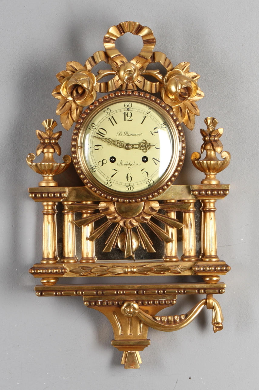 VÄGGPENDYL, gustaviansk stil, B Burman, Stockholm, 1900-tal.