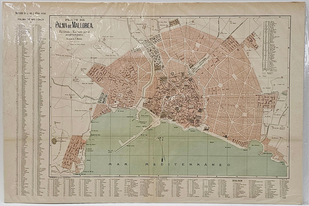 KORT OVER PALMA DE MALLORCA FRA 1915.
