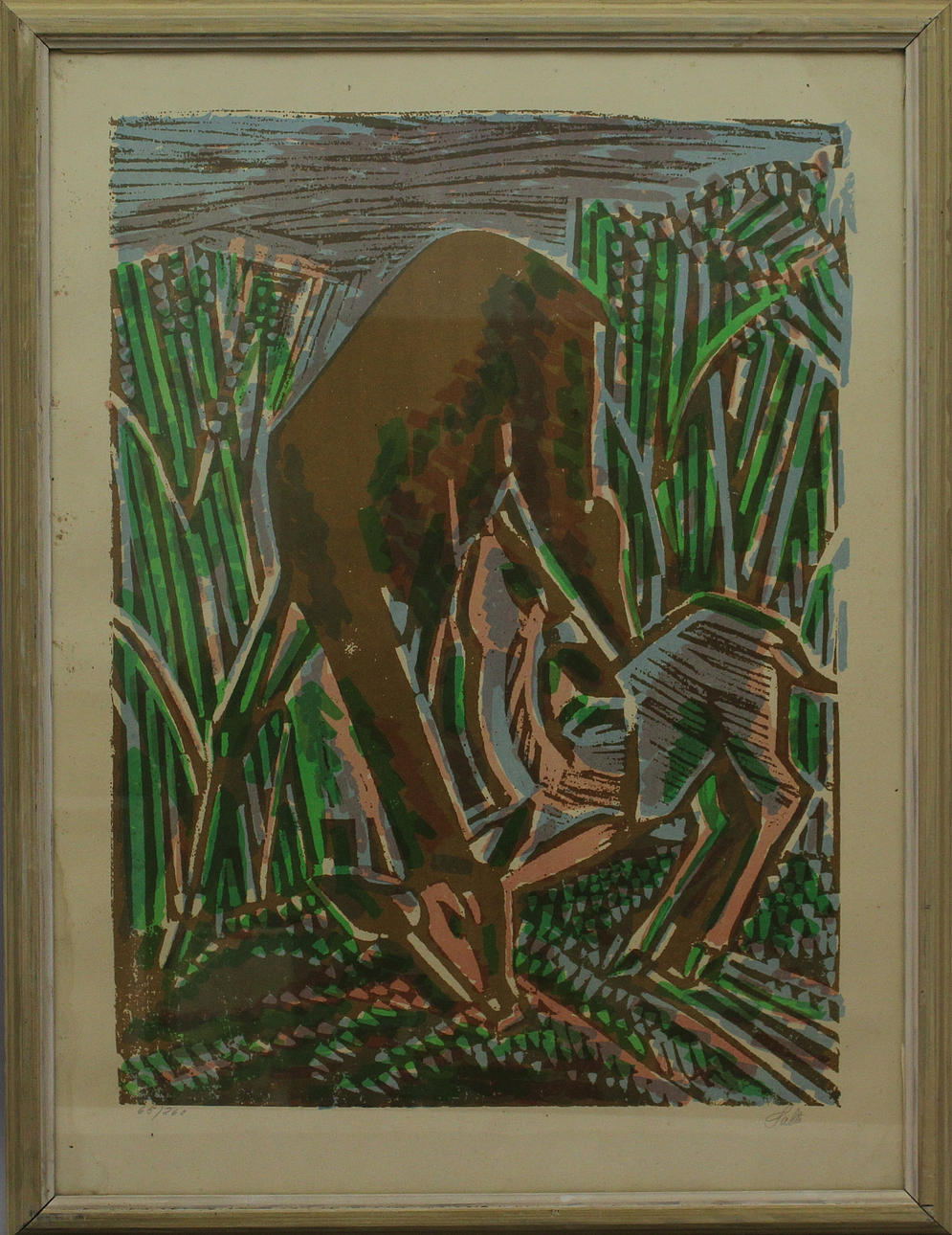 AXEL SALTO. Hjort med kid. Färglitografi. Signerad Salto. 65/260.