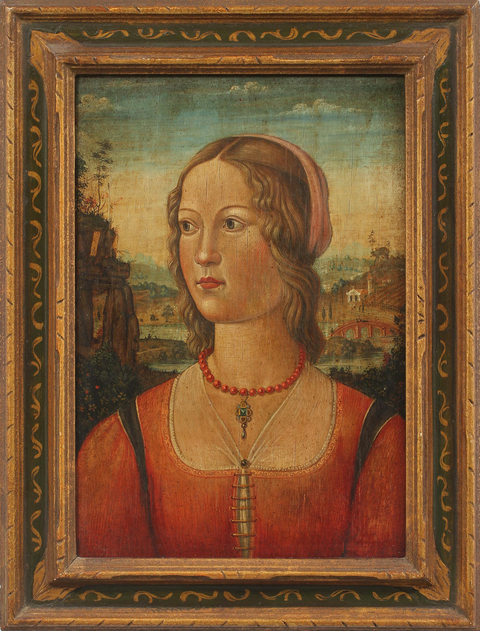 OIDENTIFIERAD KONSTNÄR. Kvinnoporträtt, Olja på pannå, 1900-tal.