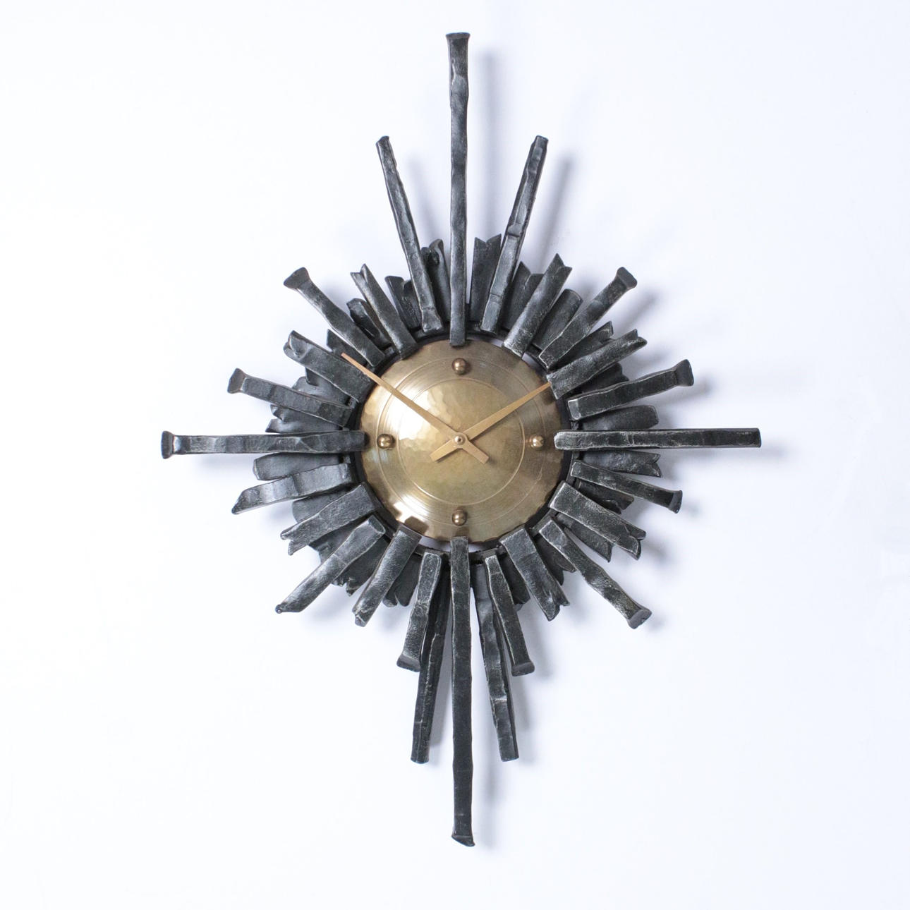 Brutalist Sunburst Wall Clock, 1960s.