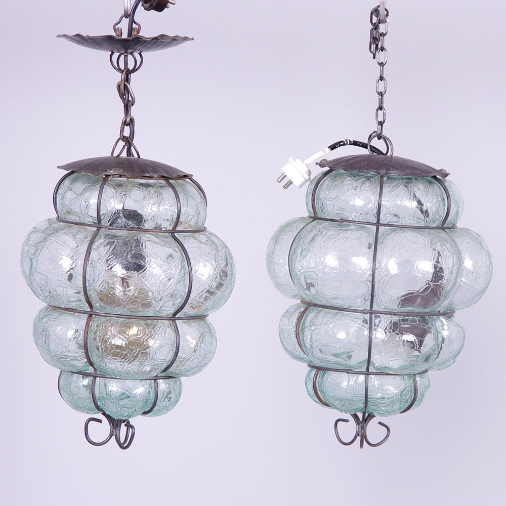 TAKLAMPOR, 1 par, smide/glas, 1900-talets mitt.