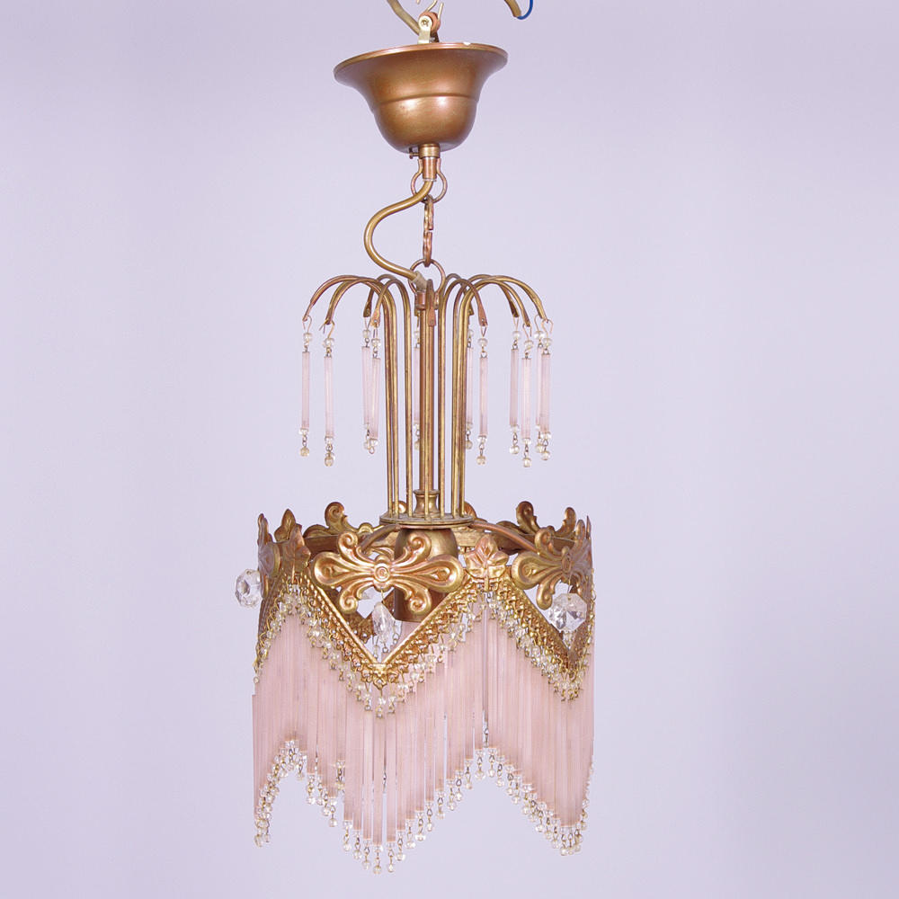 TAKLAMPA med stavprismor, Italien, bronserad.