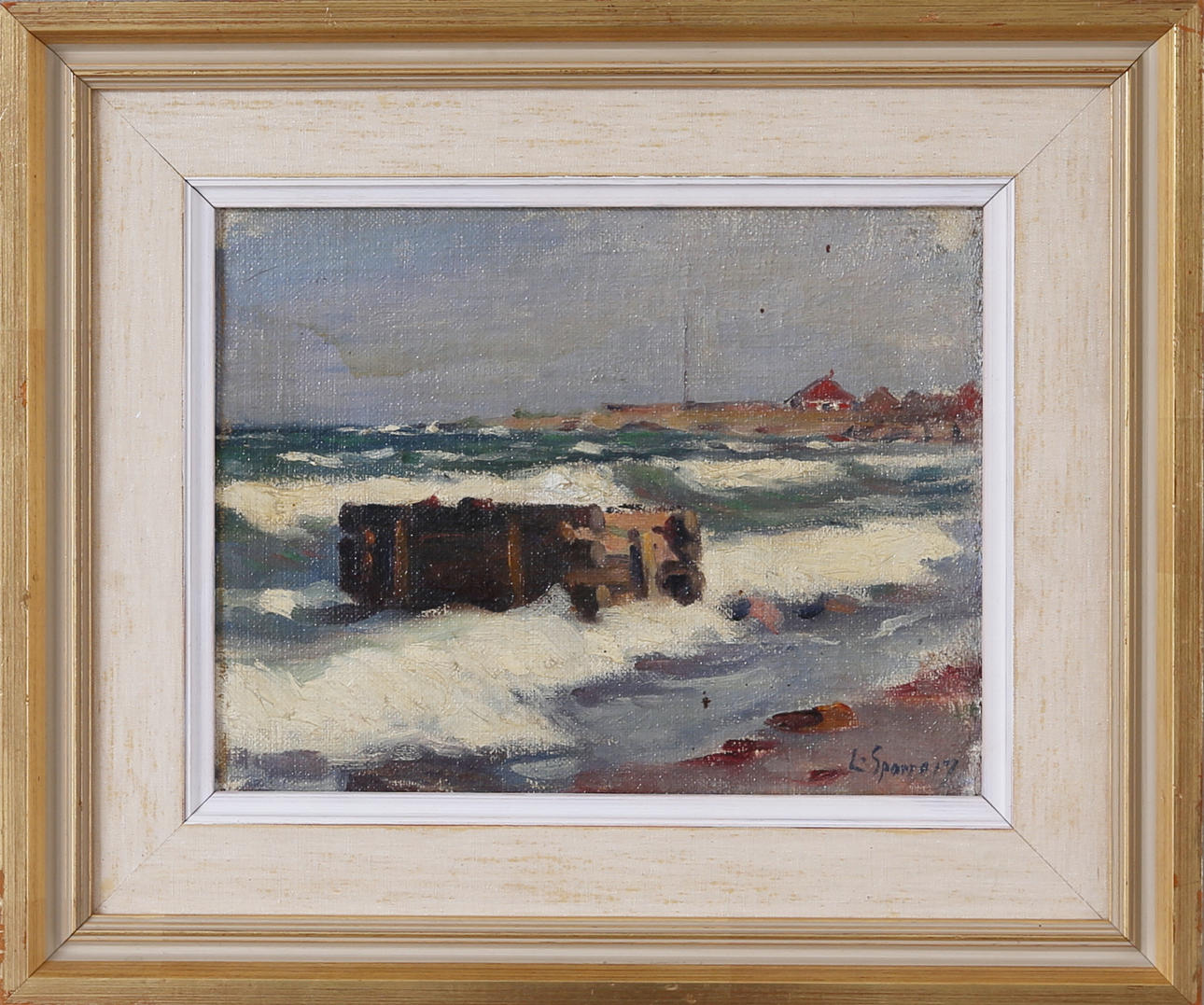 LOUIS SPARRE. Strandmotiv, olja på duk, signerad samt daterad L Sparre -17.