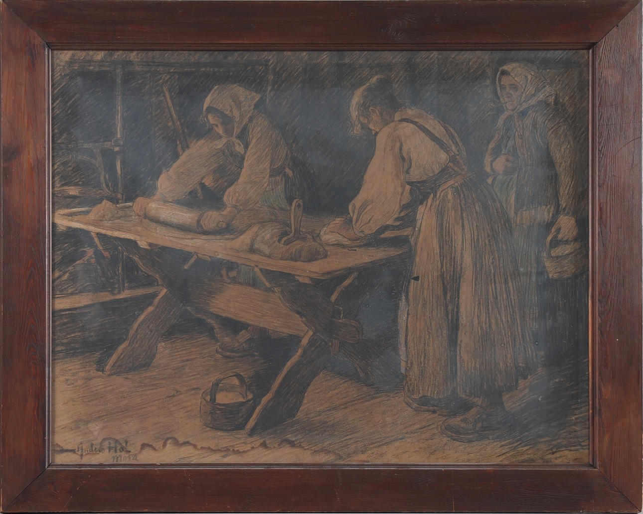 ANDERS HOL  1867 - 1956. DIBUJO, firmado.