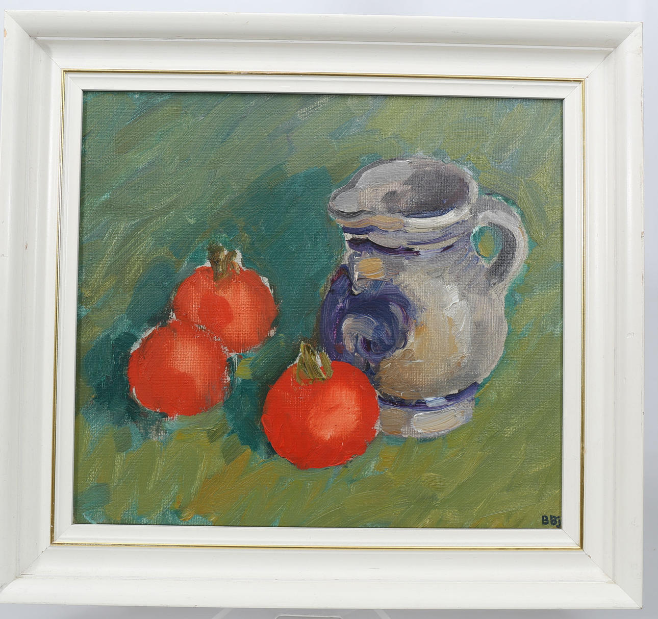 BENTE BJERREGAARD. Olja på duk, Stilleben, signerad B Bj.