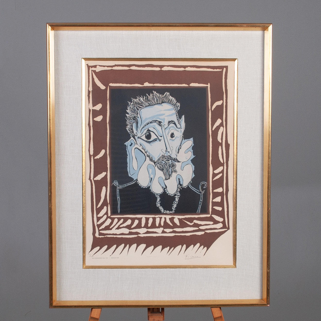 PABLO PICASSO. After. MAN WITH COLLAR "MAN WITH RUFF", SIGNED IN THE PRINT, NUMBERED 177/2000, HENRI DESCHAMP'S GRAVE. LITH. MOURLOT IMP, LITHOGRAPHY.
