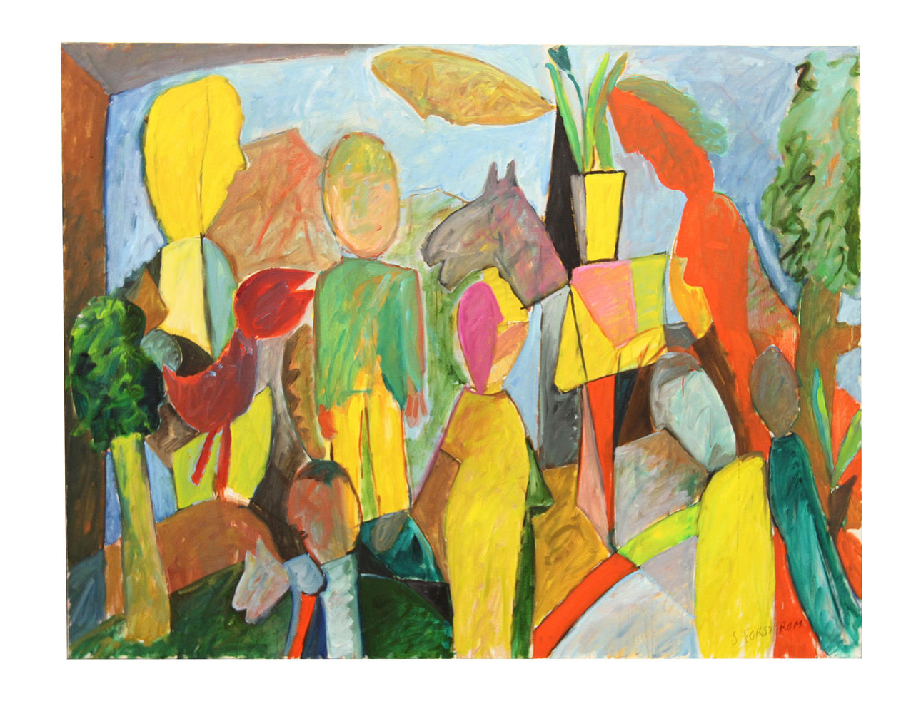 JONNY FORSSTRÖM. "Hästen". Olja på duk, signerad.