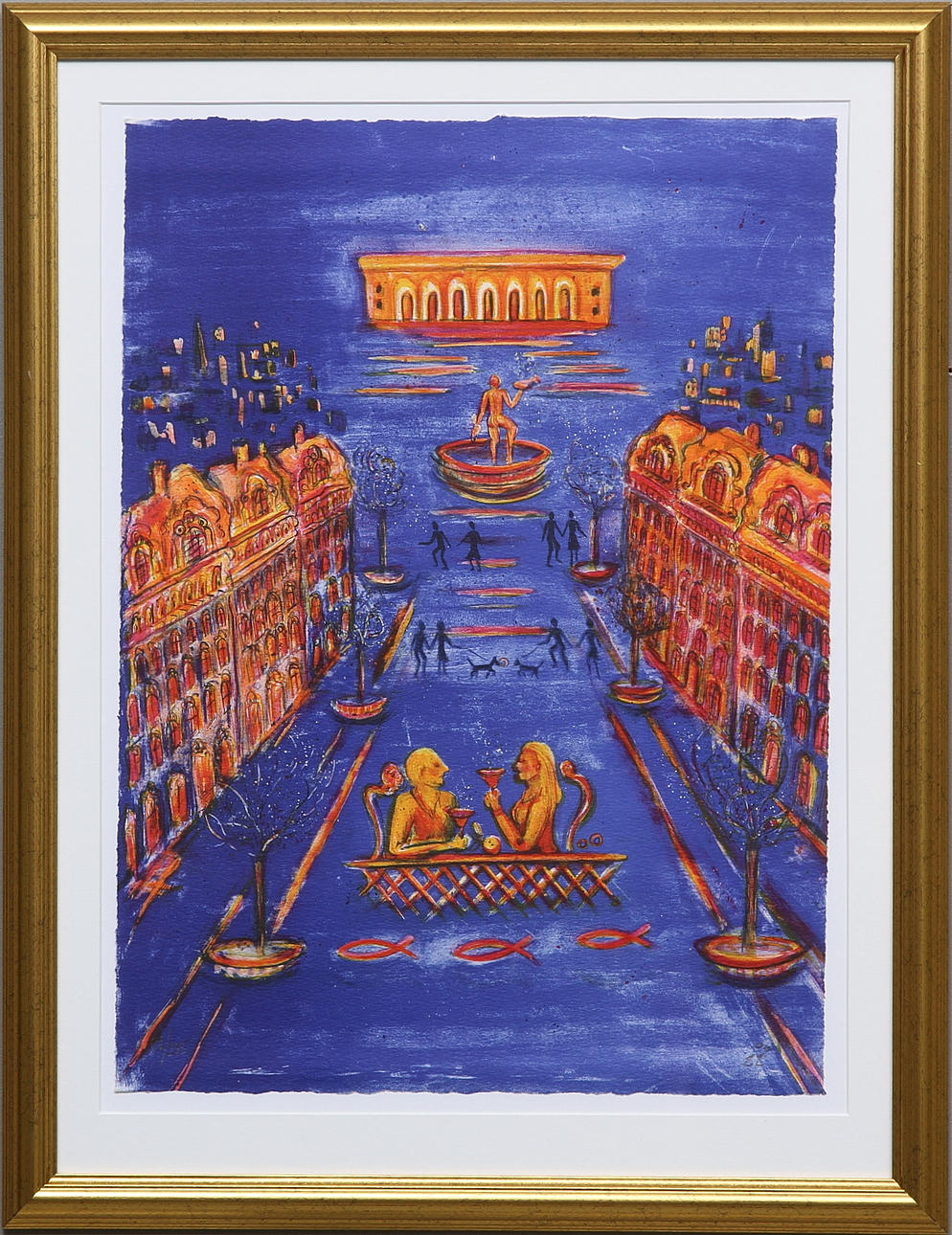 INGBRITT IRENE LAGERBERG. Färglitografi, Avenyn, Göteborg, signerat och numrerat 92/295.