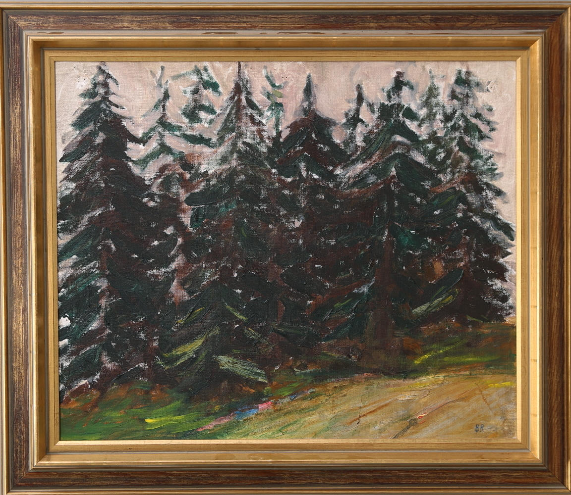 BERNT RINGQVIST. Olja på duk, "Granskogen", monogramsignerad BR.