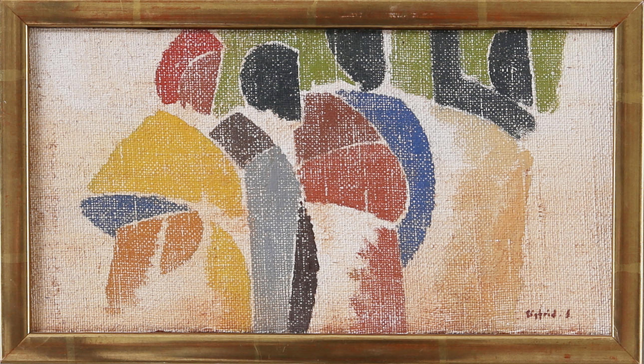 SIGFRID SÖDERGREN. Figurscen, olja på pannå, signerad.