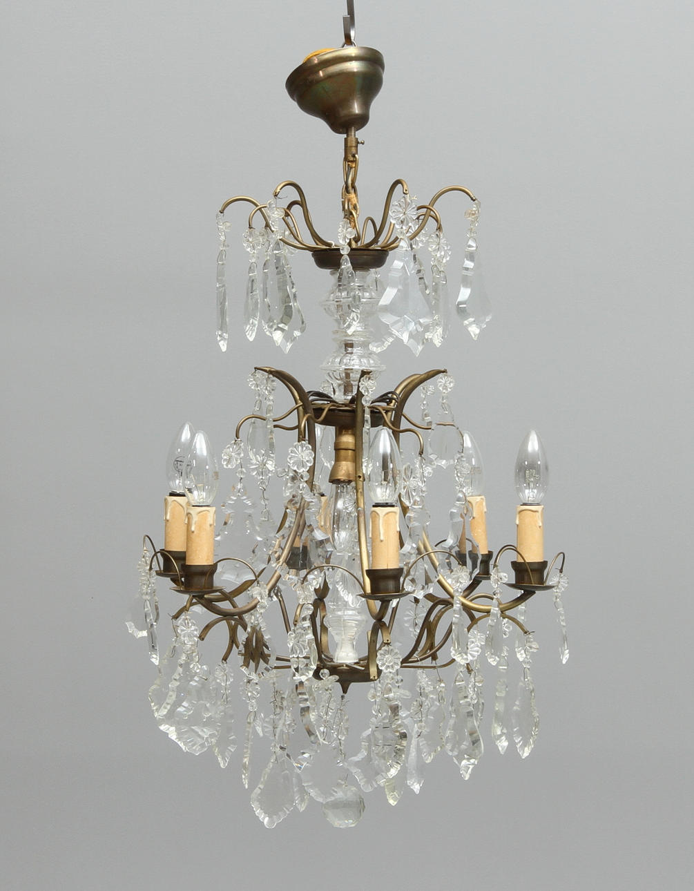 LJUSKRONA, 6 st ljusarmar, rokokostil,1900-tal.