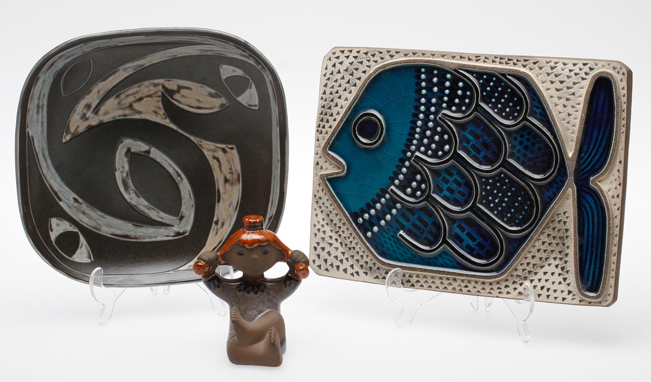 KERAMIK, 3 delar, Uppala Ekeby och E&J, Danmark.