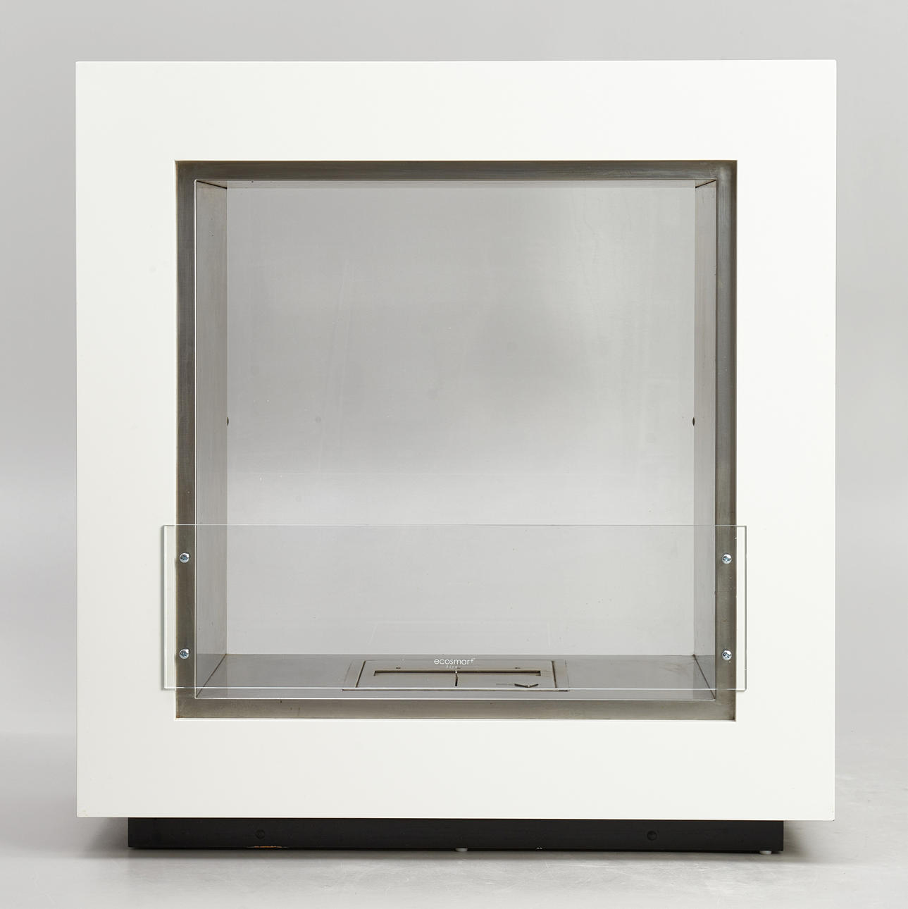 ELDSTAD - ÖPPENSPIS, Ecosmartfire, Ethanol, rostfritt och vitlackerad MDF, glas.