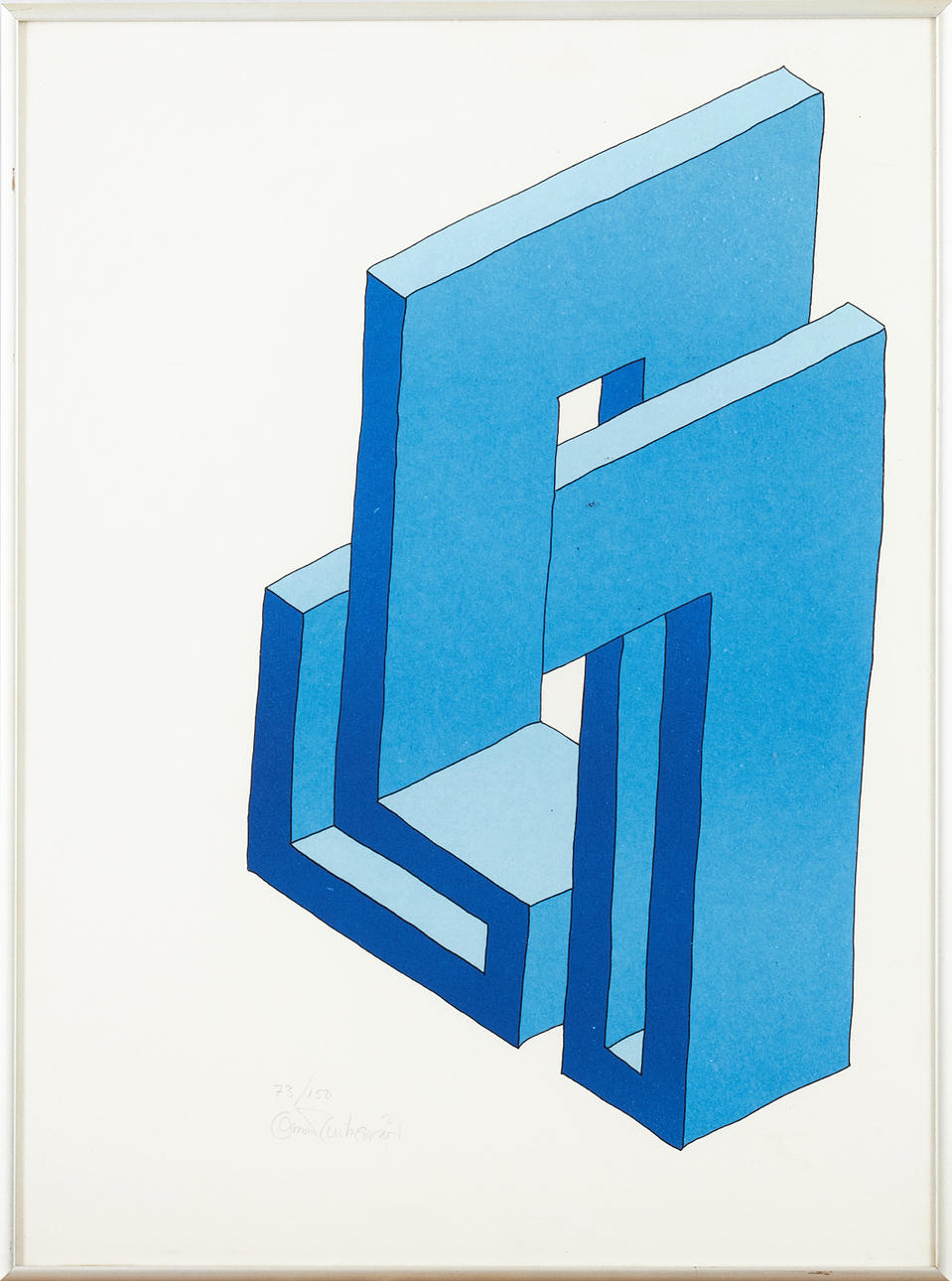 OSCAR REUTERSVÄRD. Impossible composition, gouache, signed and numbered 73/150.
