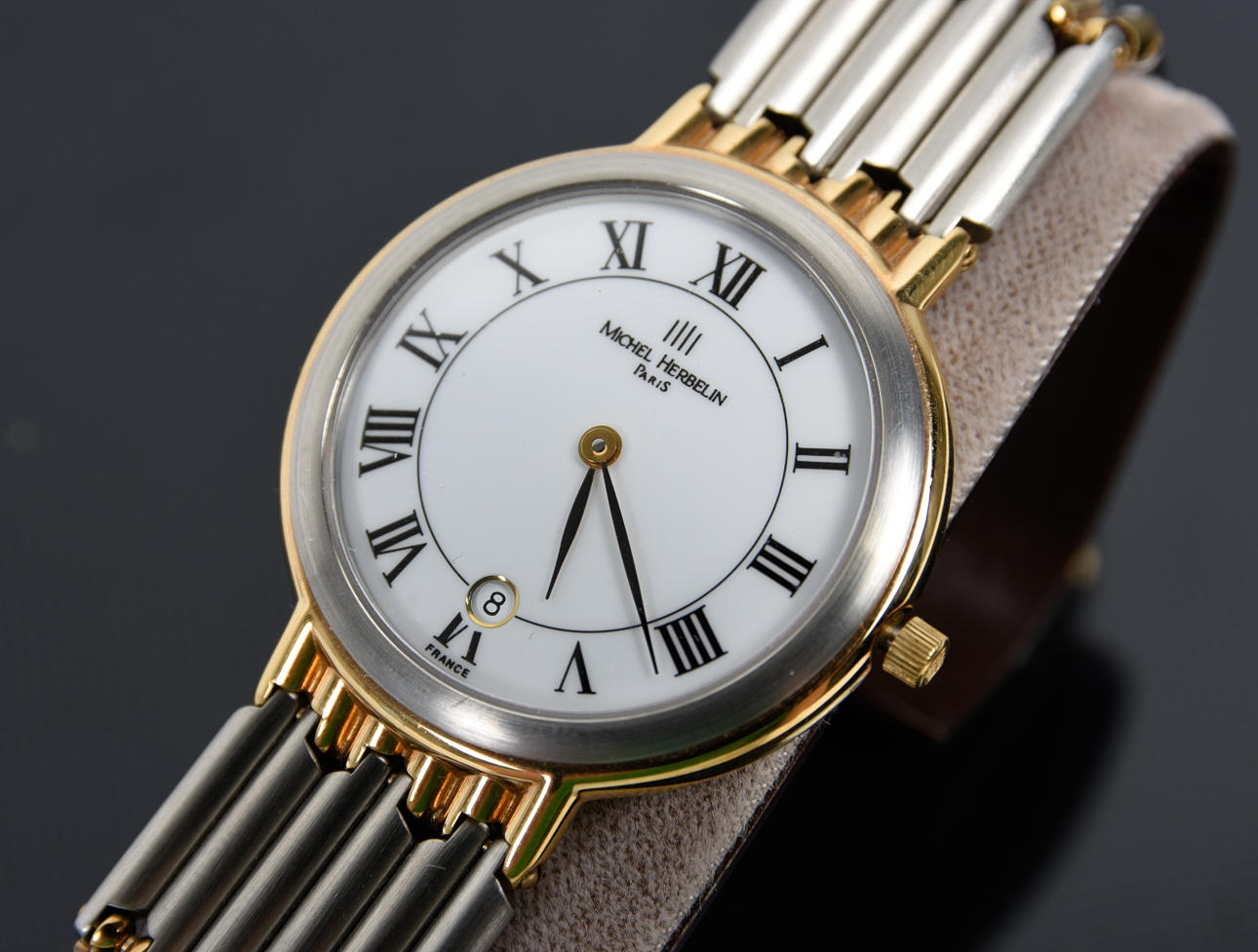 MICHELLE HERBELIN PARIS. Dublee stål herrklocka.