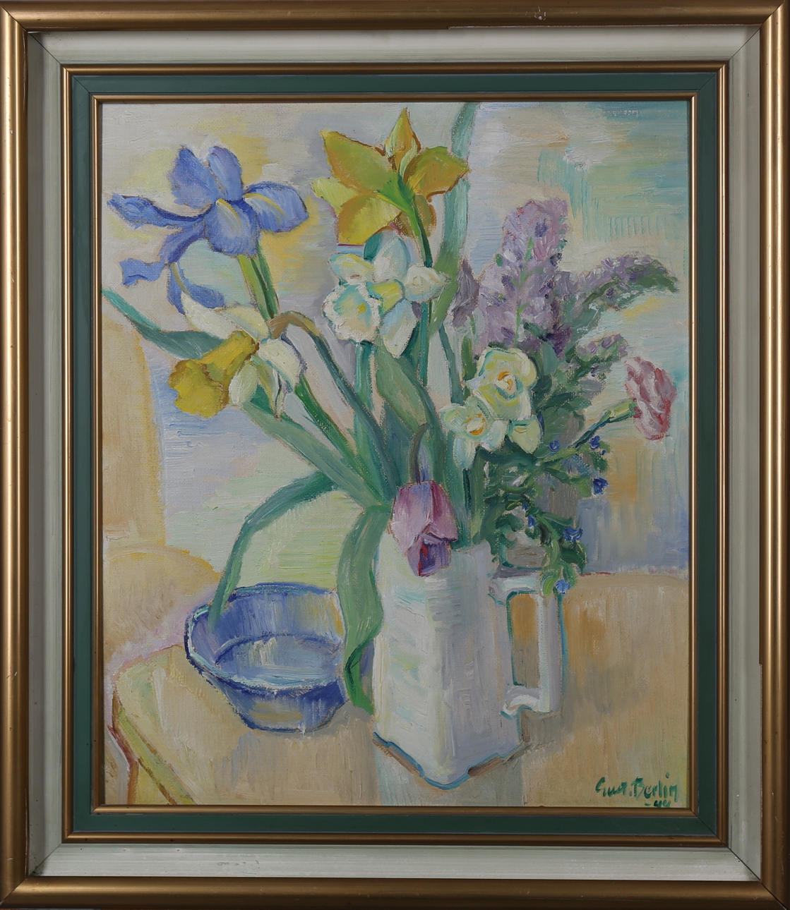 GUSTAV BERLIN. Stilleben, olja på pannå, signerad och daterad -44.