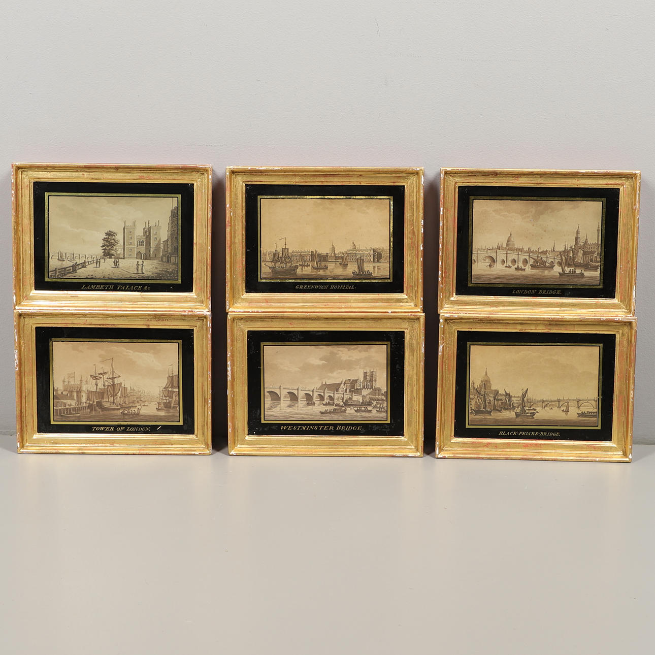 SAMUEL IRELAND (1744-1800). `IRELAND'S RIVER THAMES`: BLACKFRIARS BRIDGE; WESTMINSTER BRIDGE; TOWER OF LONDON; LAMBETH PALACE; GREENWICH HOSPITAL; LONDON BRIDGE.