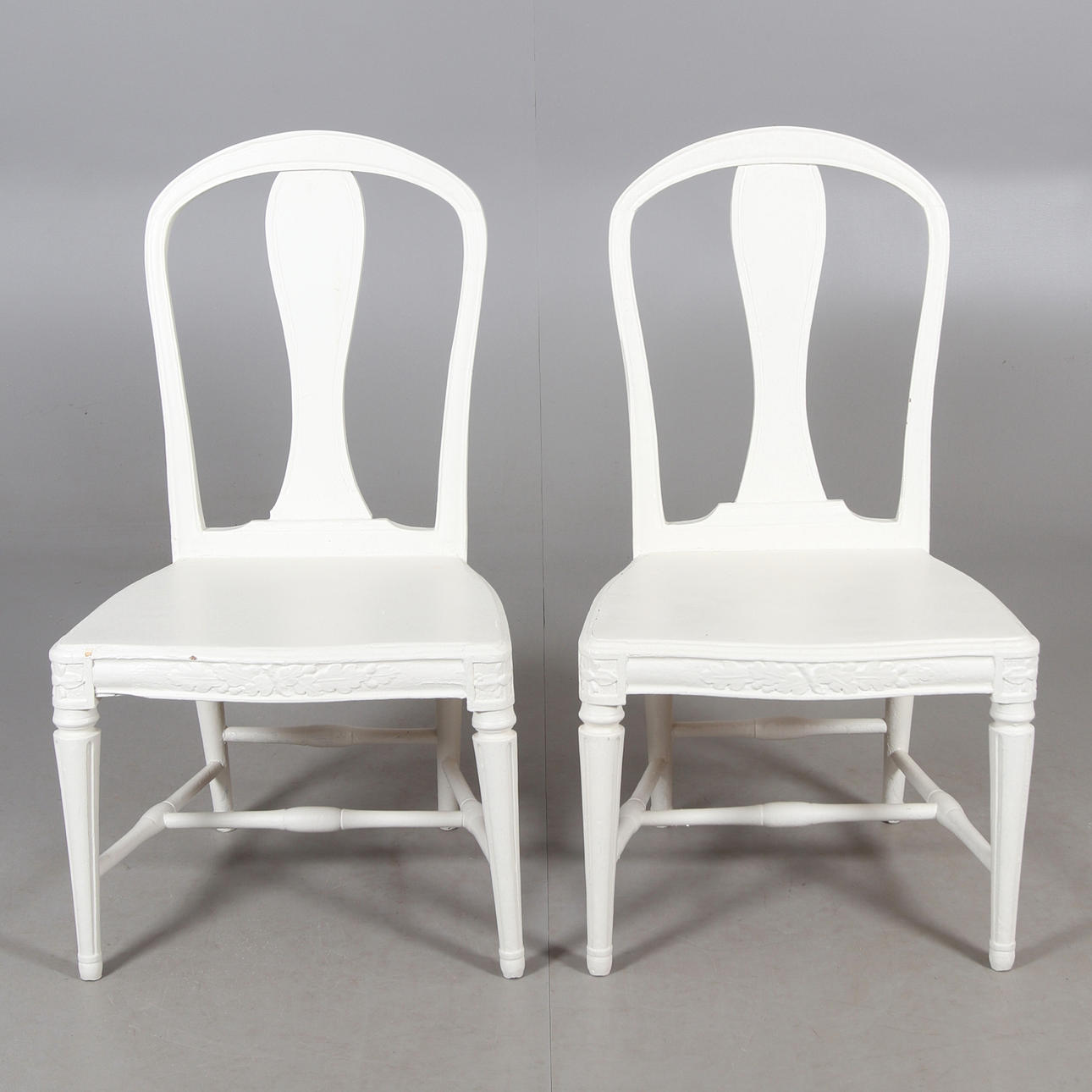 CHAIRS, 2, Gustavian, labeled with the seal of the chairmaker's office ...