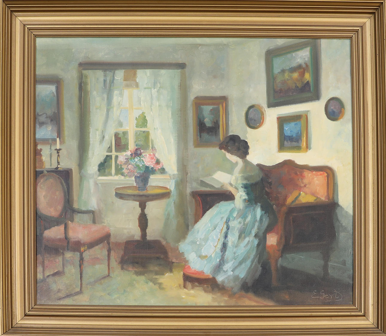 EDIT GERT. Öl auf Leinwand, signiert, Innenbild.