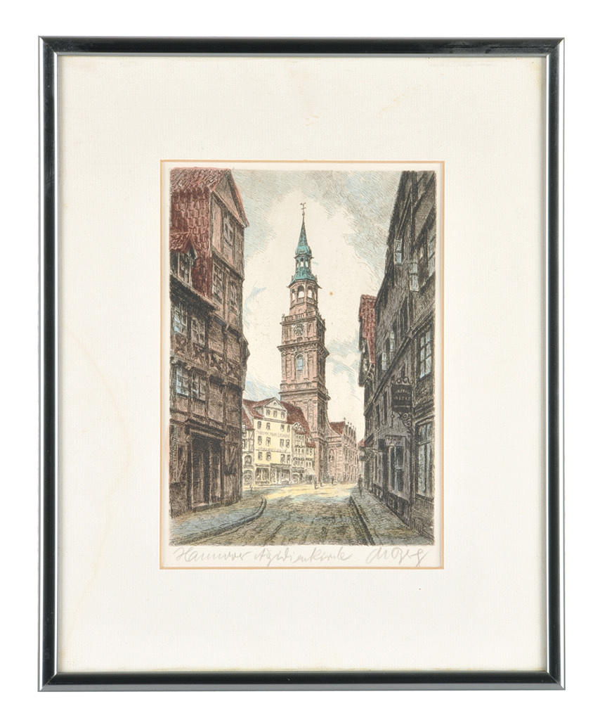 AEGIDIENKIRCHE HANNOVER. Signerad färgetsning Galleri bar och passe-partout.