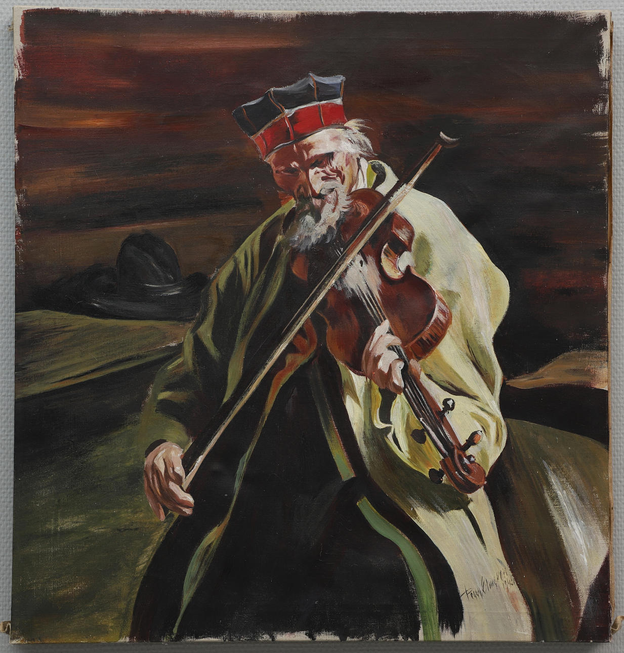 OIDENTIFIERAD KONSTNÄR. oil on canvas, copy after Anders Zorn, "Hins Anders", signed Peggy Elmgren 1942.
