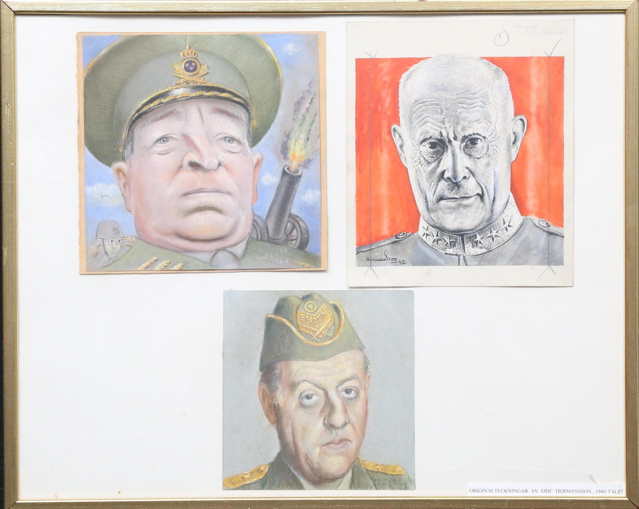 ERIC HERMANSSON. Teckningar, 3 st, 1940-tal.