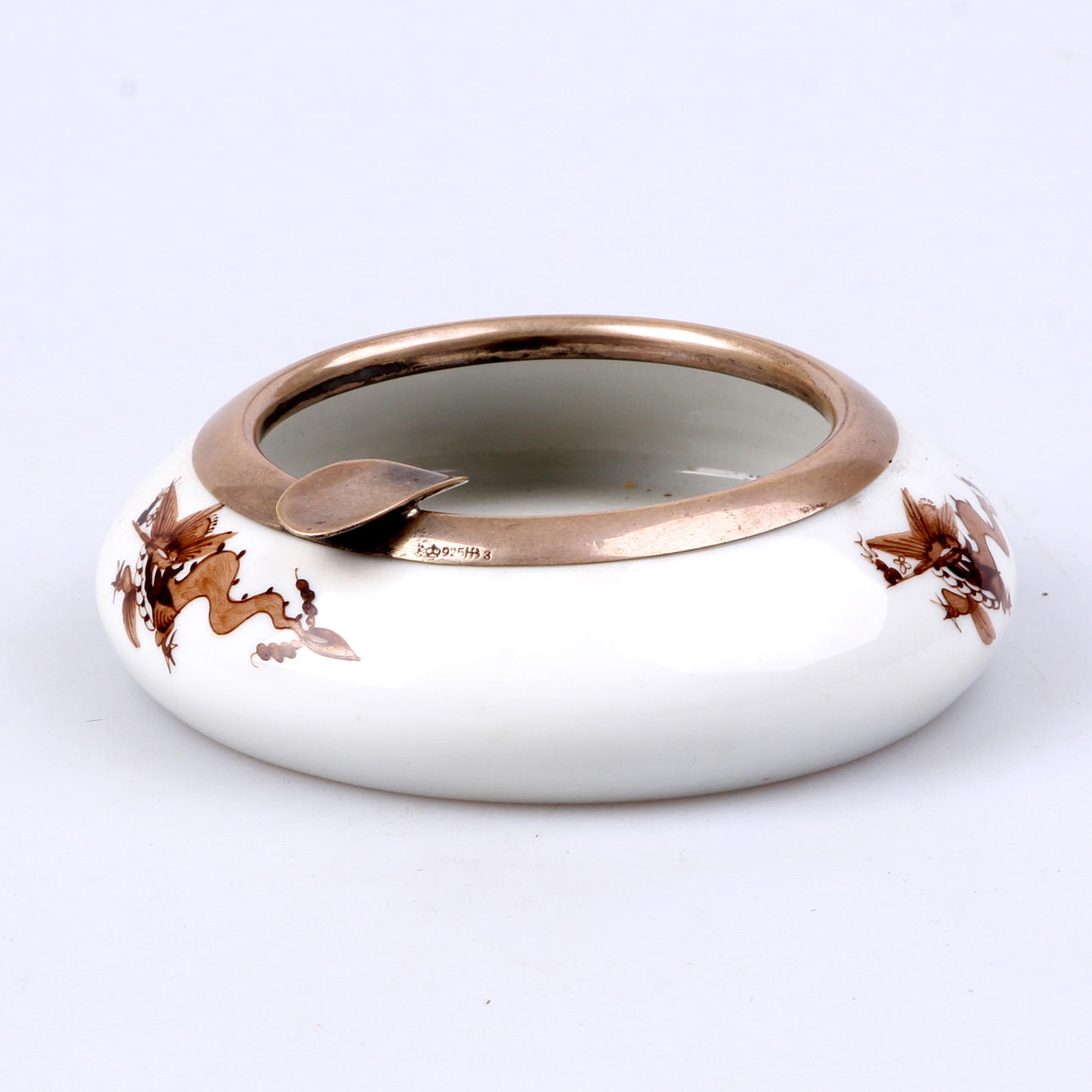 ASKFAT, porslin med silverkant, Meissen, 1930-tal.