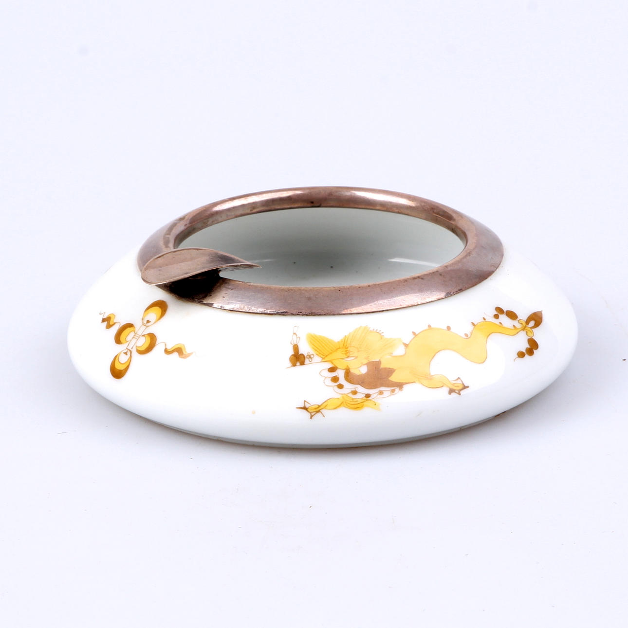 ASKFAT, porslin med silverkant, Meissen, 1930-tal.