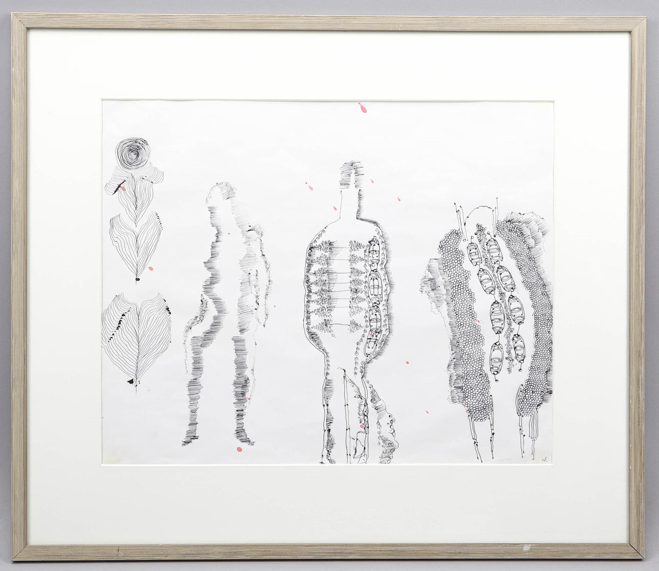 LENNART FÄRNMARK. Figures, ink drawing, monogram signed LF.