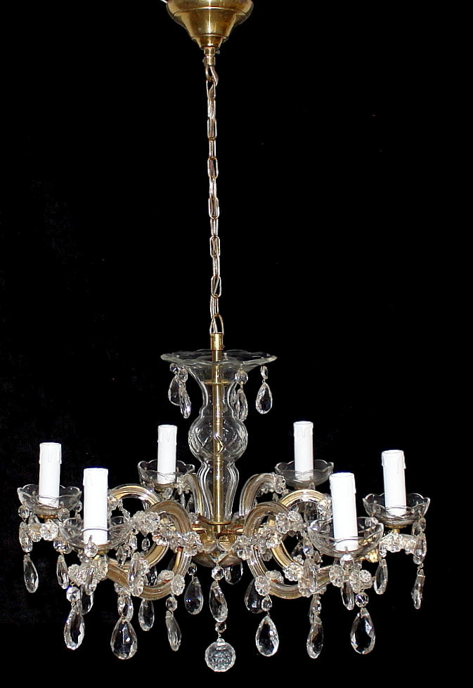 KRISTALLAMPA, 6 ljuspunkter, Maria Theres modell.