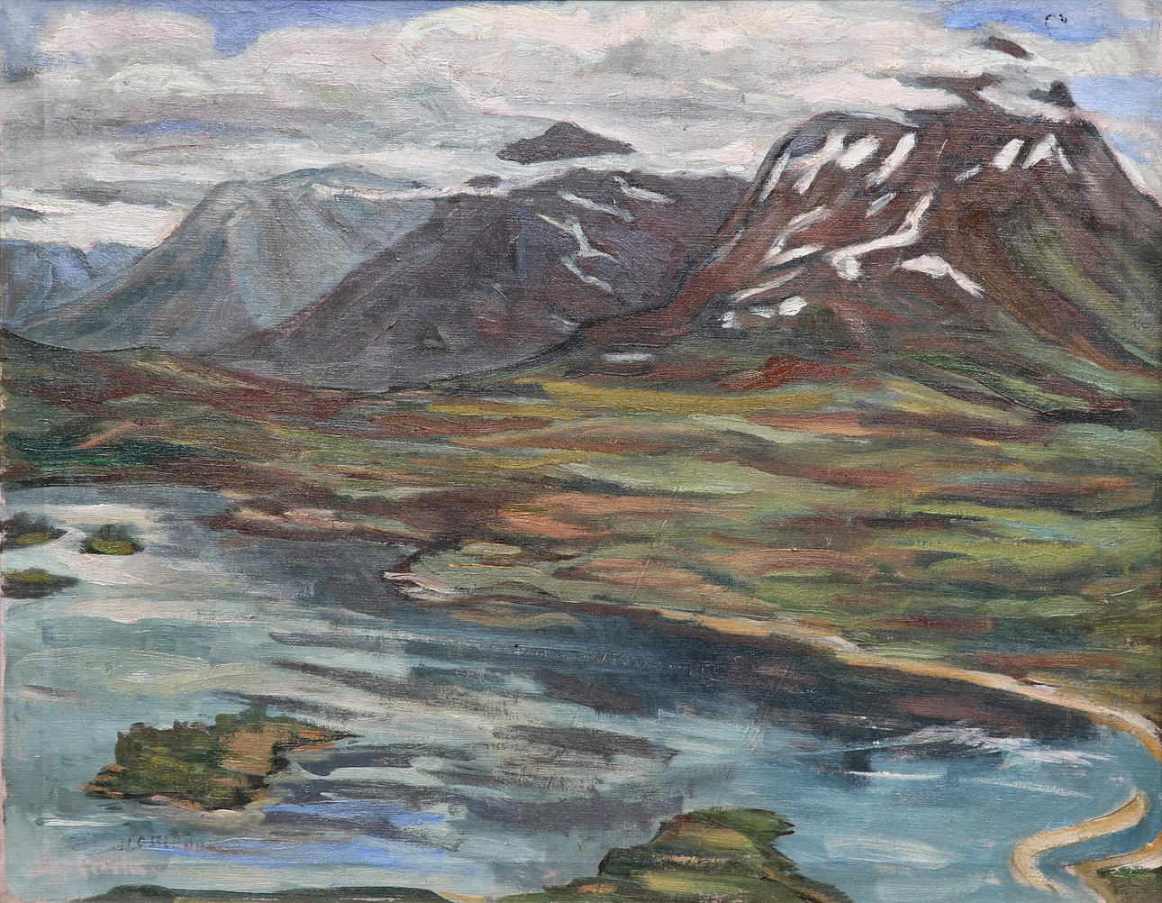 OIDENTIFIERAD KONSTNÄR, fjällandskap, olja på duk, signerad H Osslund.