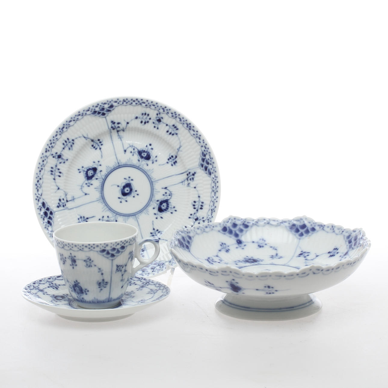 KAFFESERVISDELAR, 13 delar, porslin, Musselmalet, Royal Copenhagen.