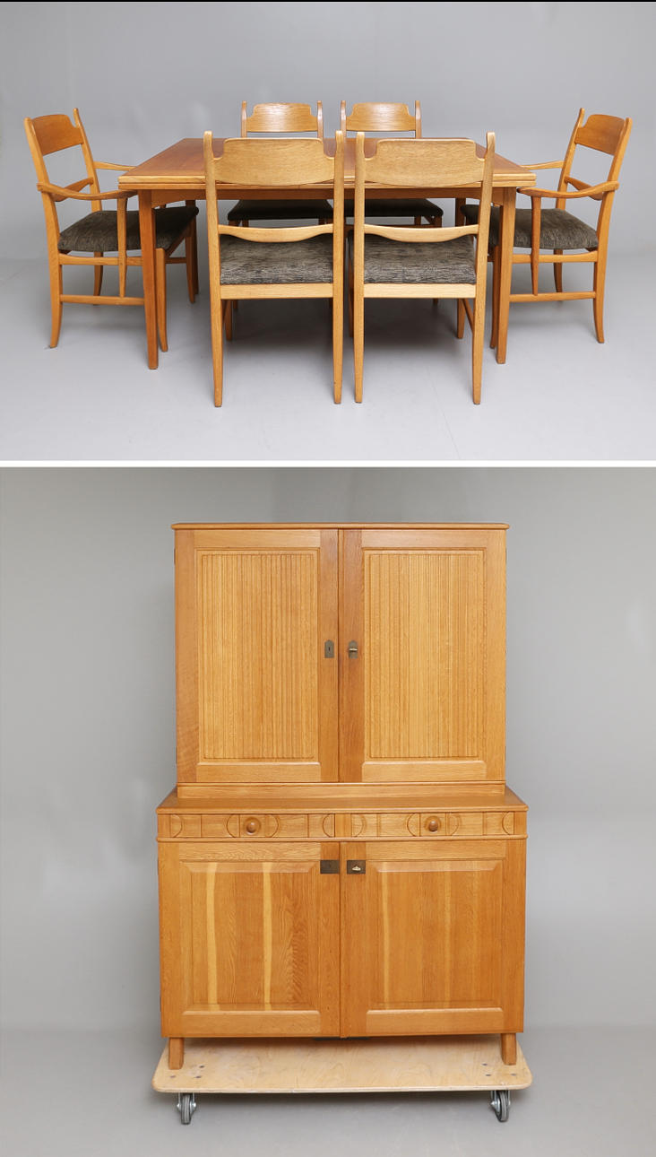 CARL MALMSTEN. Matsalsmöbel, 8 delar, "Calmare Nyckel".