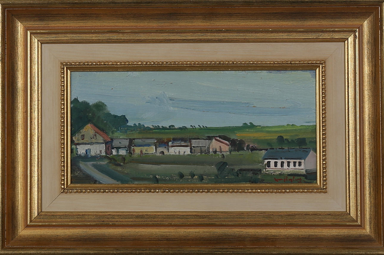 GUNNAR BERGLUND. Landskap, Vordingborg, Danmark, olja på pannå, signerad.