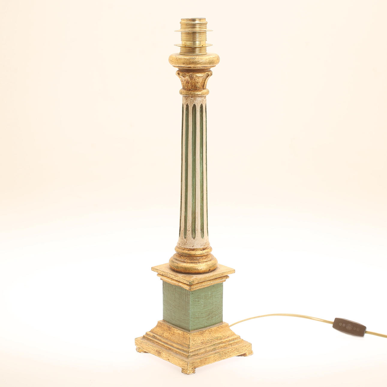 TABLE LAMP, painted wood, 20th century.